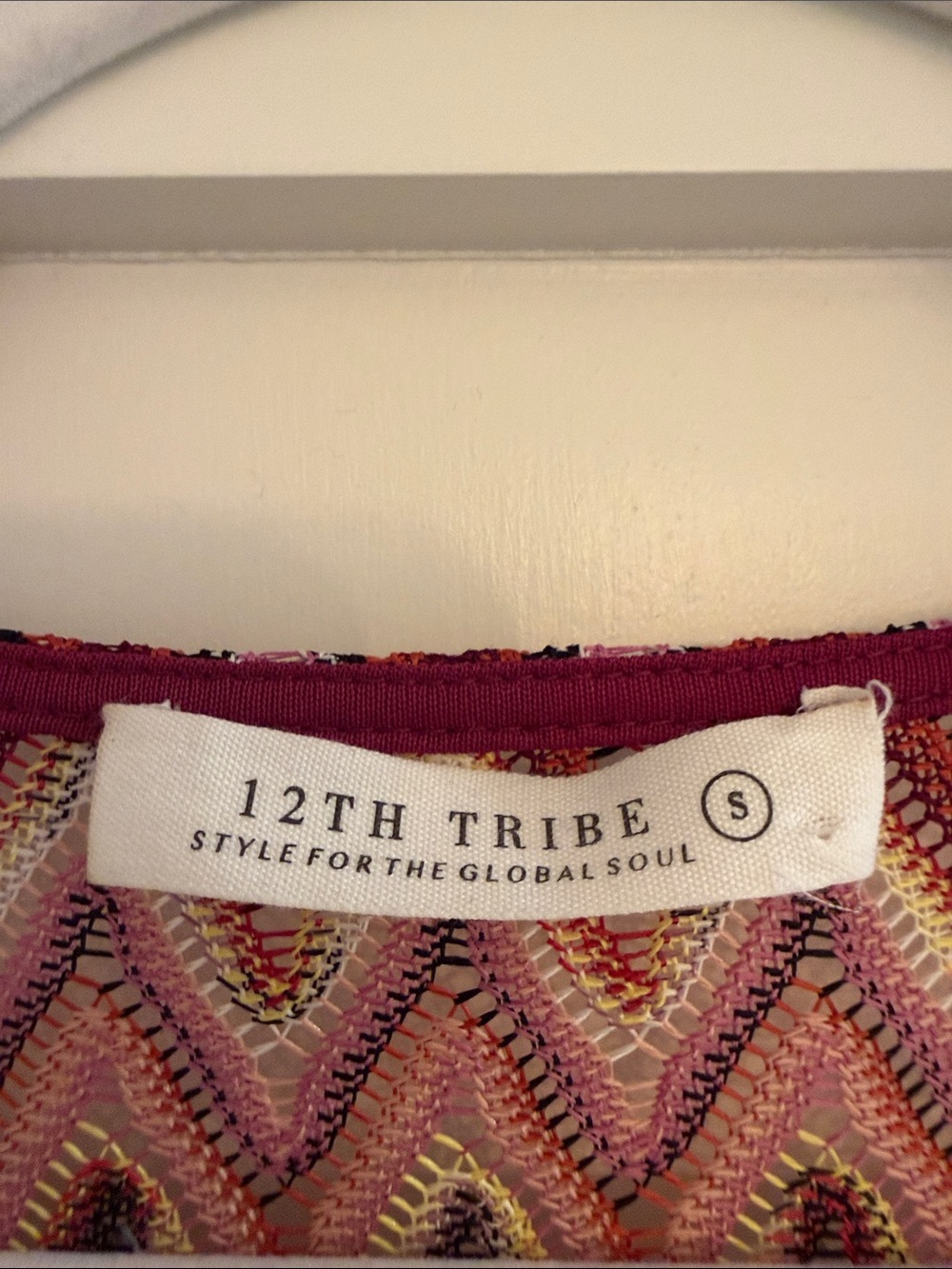 12th Tribe Pink Chevron Lace Maxi Cardigan - Picture 2 of 4